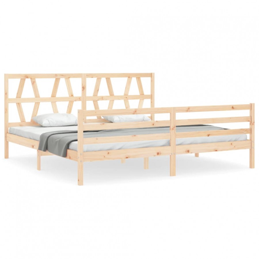 Lit avec tête de lit 200x200 cm bois massif