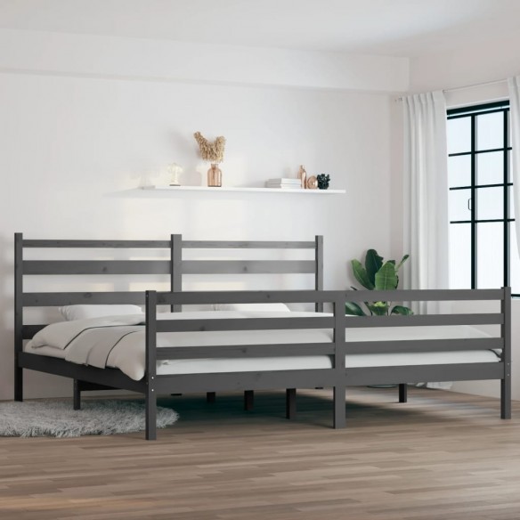 Lit Bois de pin massif 200x200 cm Gris