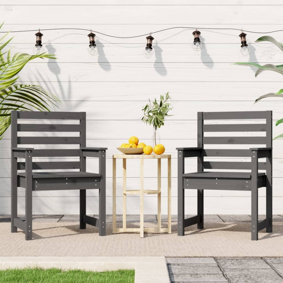 Chaises de jardin 2 pcs gris 60x48x91 cm bois massif de pin