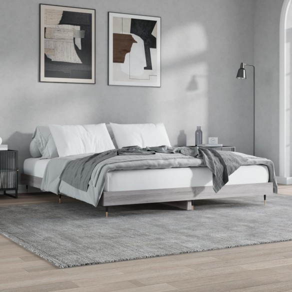 Lit sonoma gris 160x200 cm bois d'ingénierie