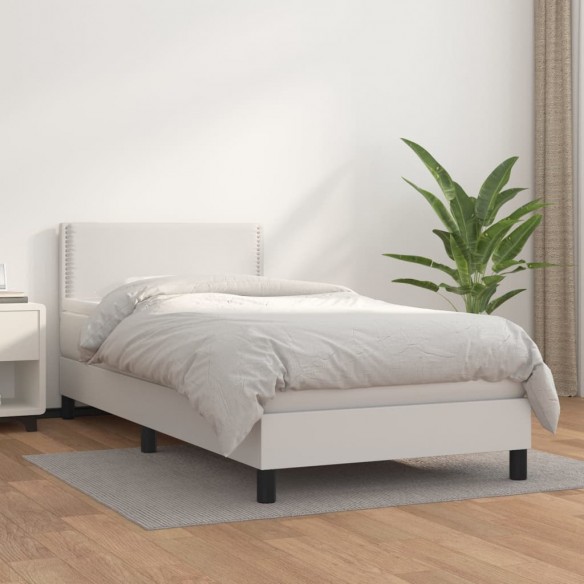 Lit avec matelas Blanc 90x190 cm Similicuir