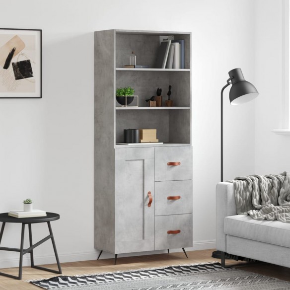 Buffet haut Gris béton 69,5x34x180 cm 