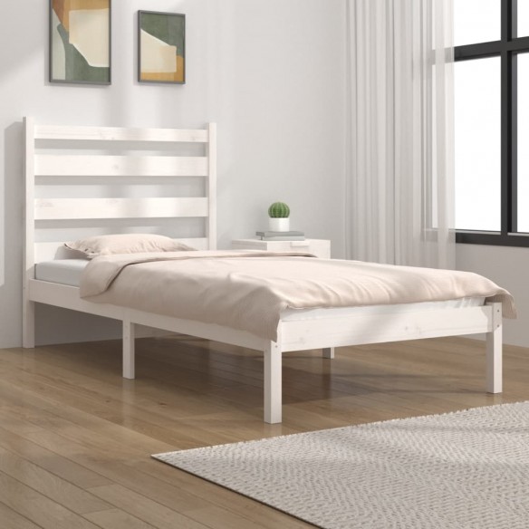 Lit Blanc Bois de pin massif 100x200 cm