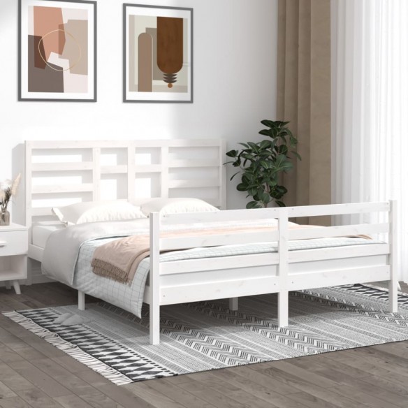 Lit Blanc Bois massif 160x200 cm