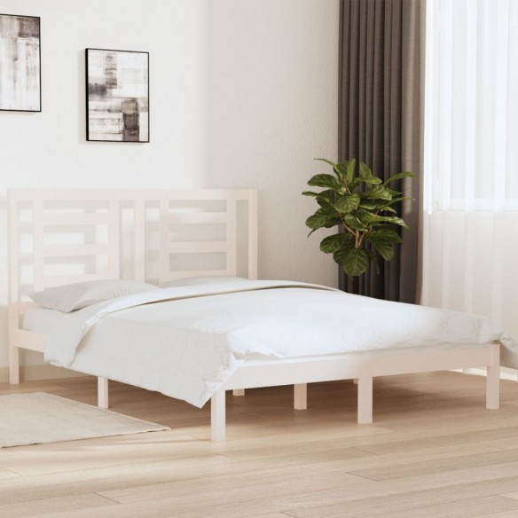 Lit Blanc Bois de pin massif 160x200 cm