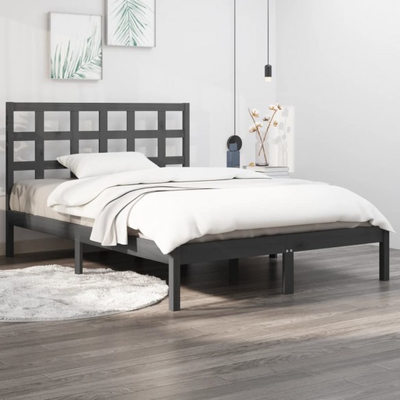 Lit Gris Bois massif 200x200 cm