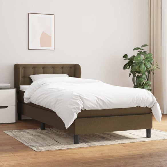Lit avec matelas Marron foncé 90x190 cm