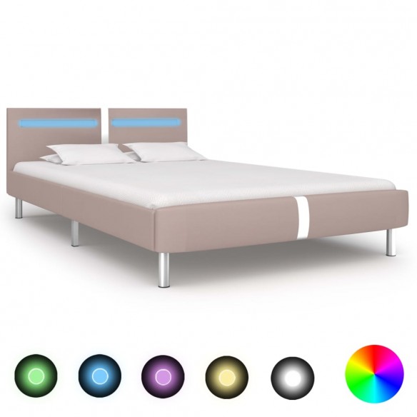 Lit avec LED Cappuccino Similicuir 120 x 200 cm