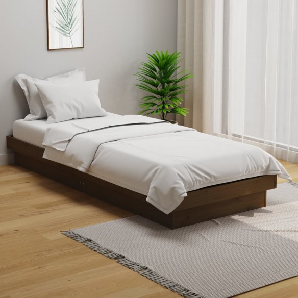 Lit Marron miel Bois massif 75x190 cm Petit simple