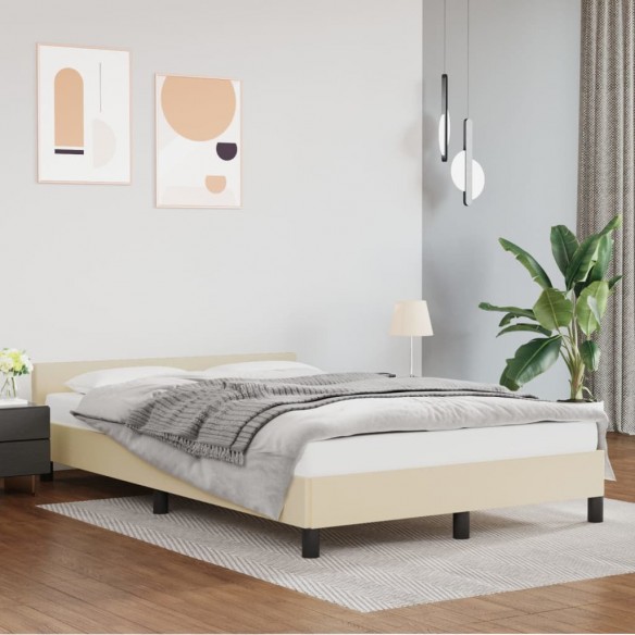 Lit avec tête de lit Crème 120x200 cm Similicuir