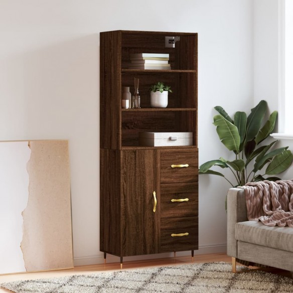 Buffet haut Chêne marron 69,5x34x180 cm 