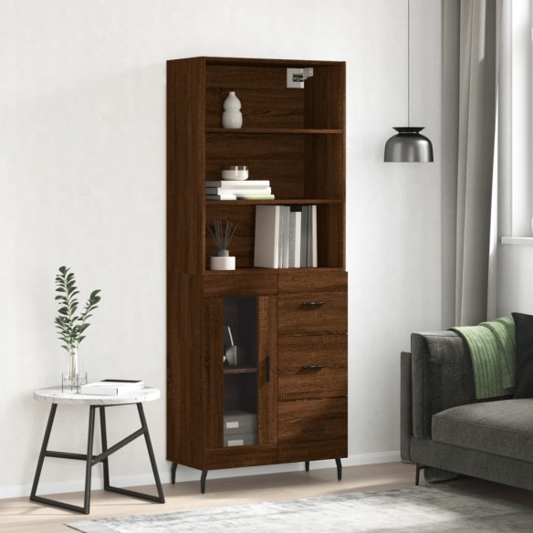 Buffet haut Chêne marron 69,5x34x180 cm 
