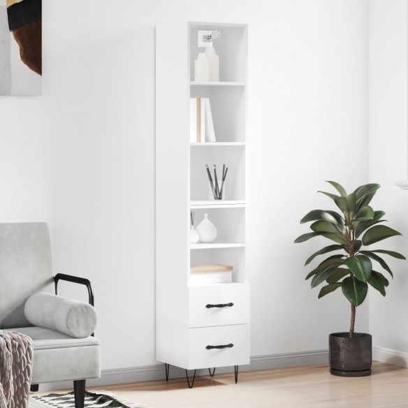 Buffet haut Blanc brillant 34,5x34x180 cm 