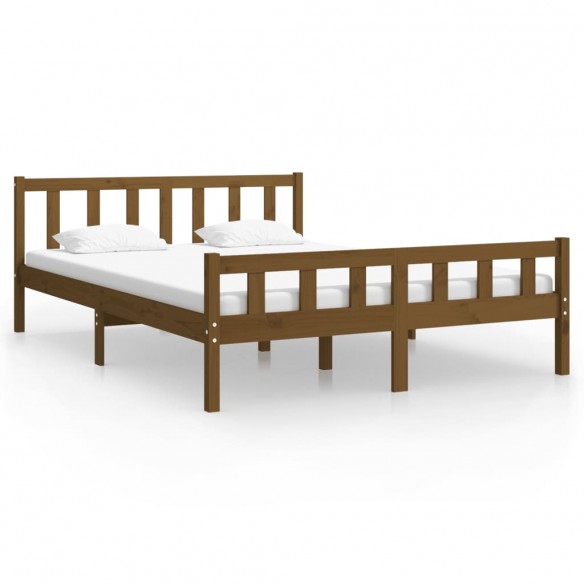Lit Marron miel Bois massif 150x200 cm Très grand
