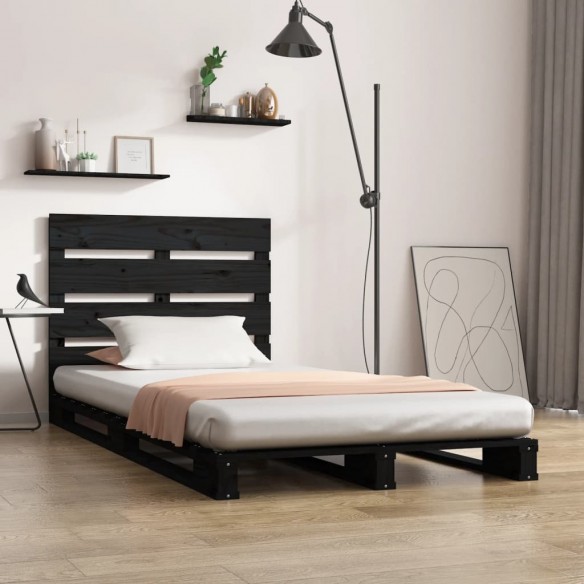 Lit Noir 75x190 cm Bois pin massif Petit simple