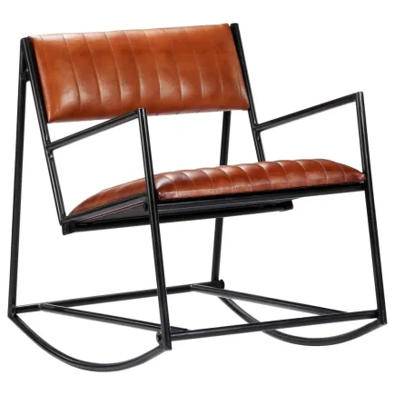 Chaise à bascule Marron Cuir véritable 2