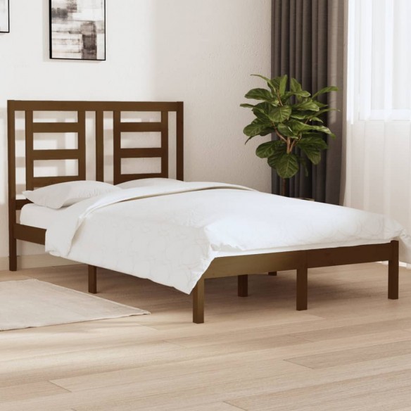 Lit Marron miel Bois de pin massif 120x200 cm