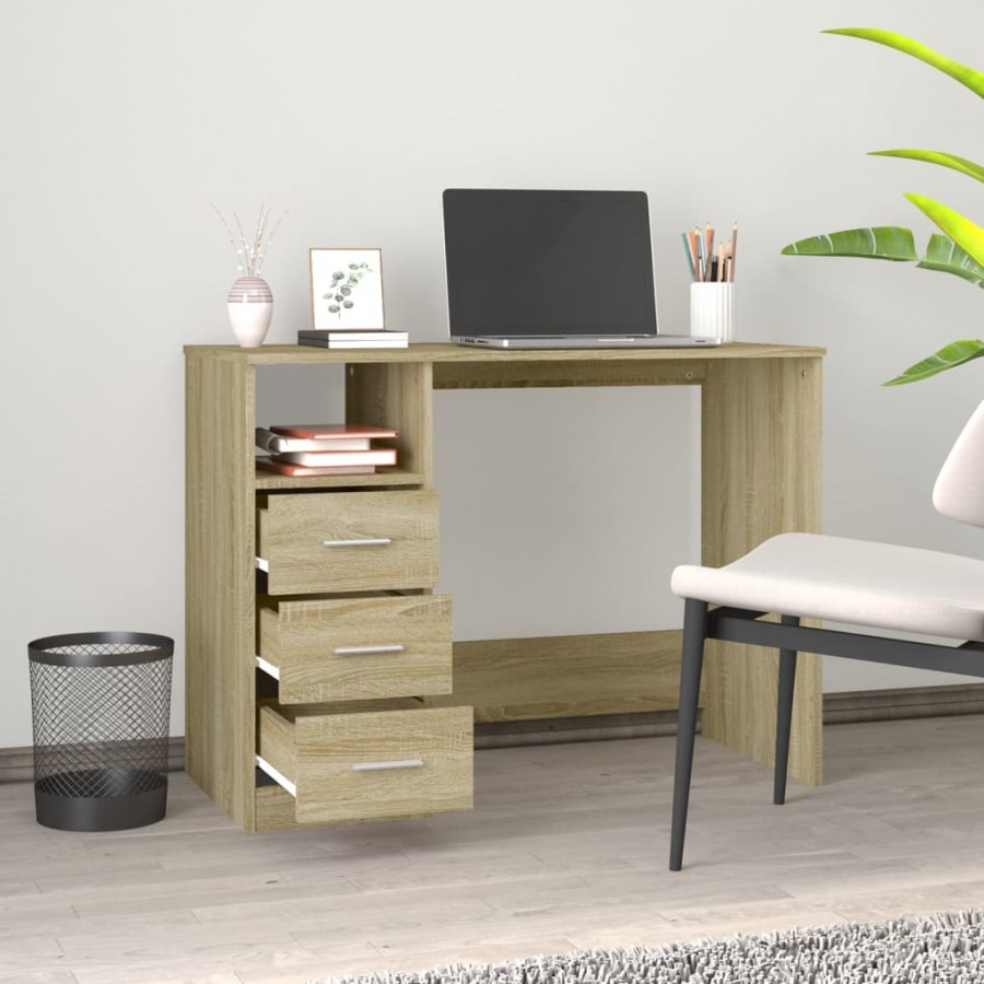 Bureau avec tiroirs Chêne sonoma 102x50x76 cm