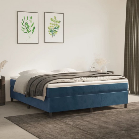 Lit Bleu foncé 180x200 cm Velours