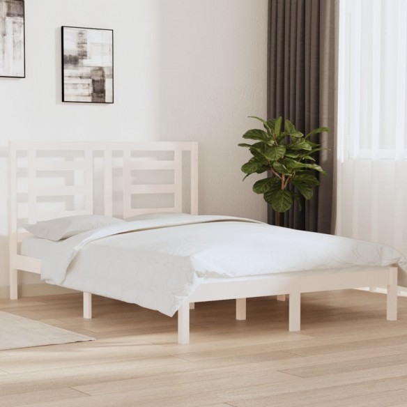 Lit Blanc Bois de pin massif 140x190 cm