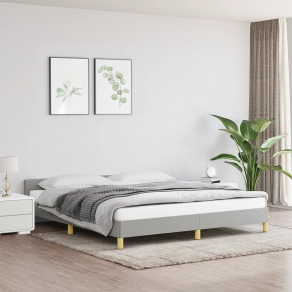 Lit avec tête de lit Gris clair 160x200 cm Tissu