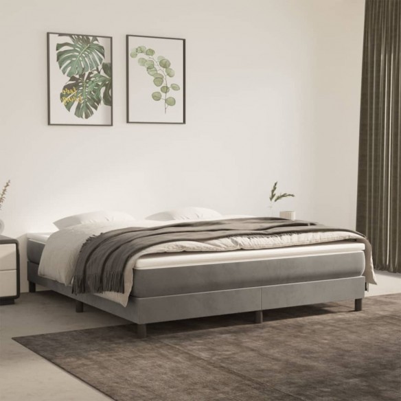 Lit Gris clair 160x200 cm Velours