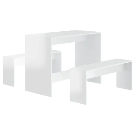 Ensembles de salle à manger 3 pcs Blanc brillant Aggloméré 2
