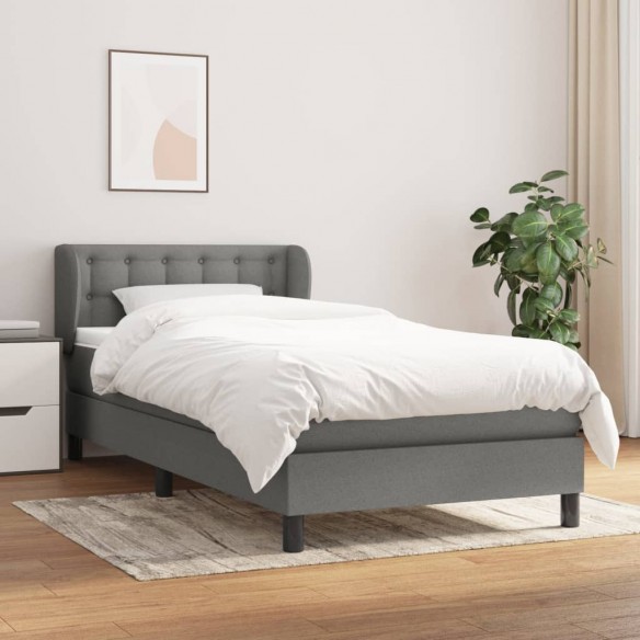 Lit avec matelas Gris foncé 80x200 cm Tissu