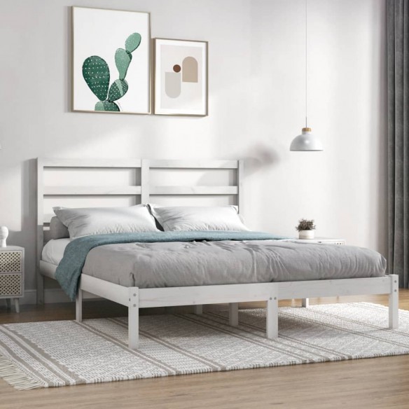 Lit Blanc Bois de pin massif 140x190 cm