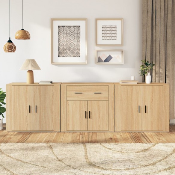 Buffets 3 pcs Chêne sonoma 