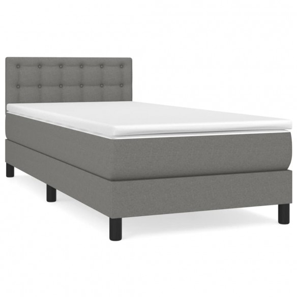 Lit avec matelas Gris foncé 90x200 cm Tissu