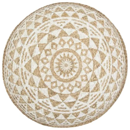 Pouf fait à la main Blanc 45x30 cm Jute 2