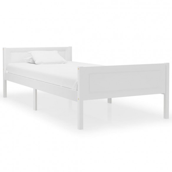 Lit Bois de pin massif Blanc 100x200 cm