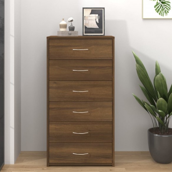 Buffet avec 6 tiroirs Chêne brun 50x34x96 cm 