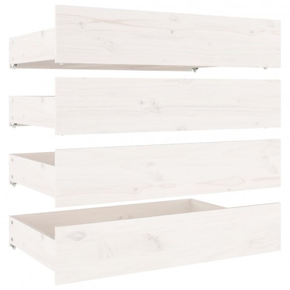 Tiroirs de lit 4 pcs Blanc Bois de pin massif Tiroirs de lit 4 pcs Blanc Bois de pin massif