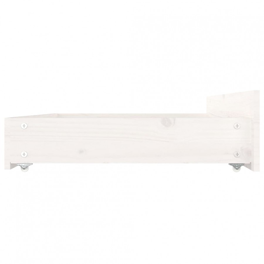 Tiroirs de lit 4 pcs Blanc Bois de pin massif