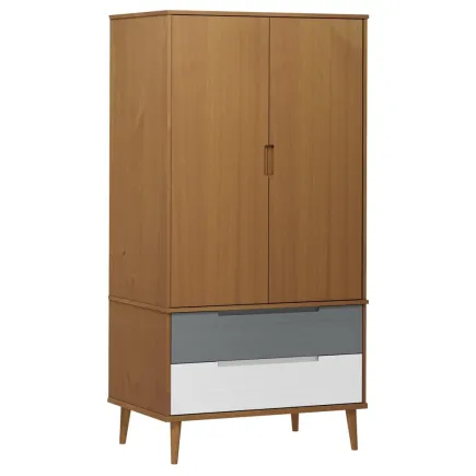 Garde-robe MOLDE Marron 90x55x175 cm Bois massif de pin 2