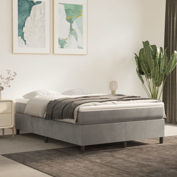 Lit Gris clair 140x200 cm Velours