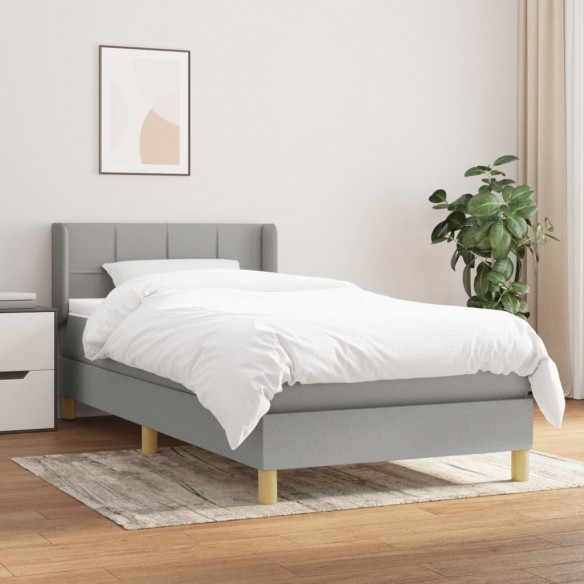 Lit avec matelas Gris clair 90x200 cm Tissu