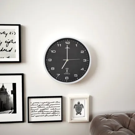 Horloge murale radioguidée avec mouvement à quartz 31 cm Noir 2