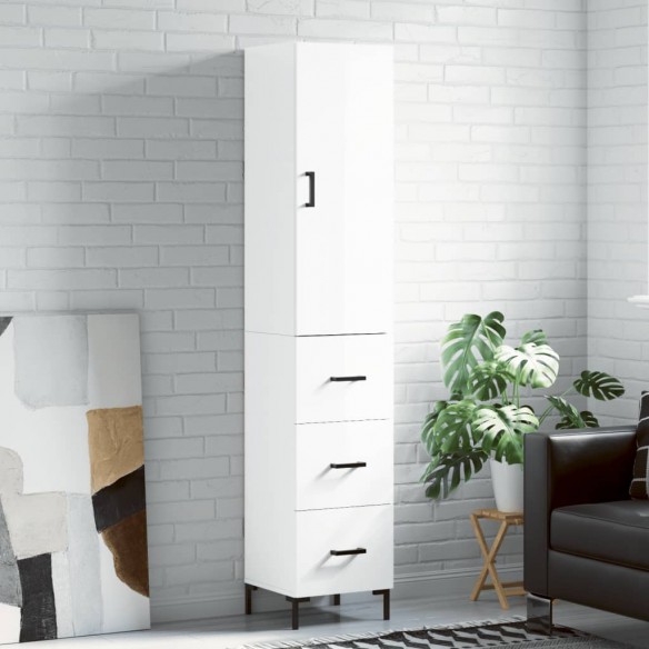 Buffet haut Blanc brillant 34,5x34x180 cm 