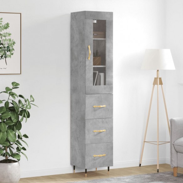 Buffet haut Gris béton 34,5x34x180 cm 