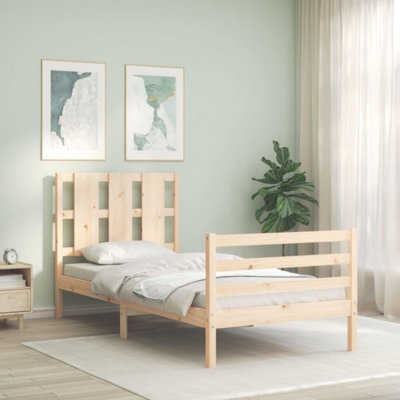 Lit avec tête de lit petit simple bois massif