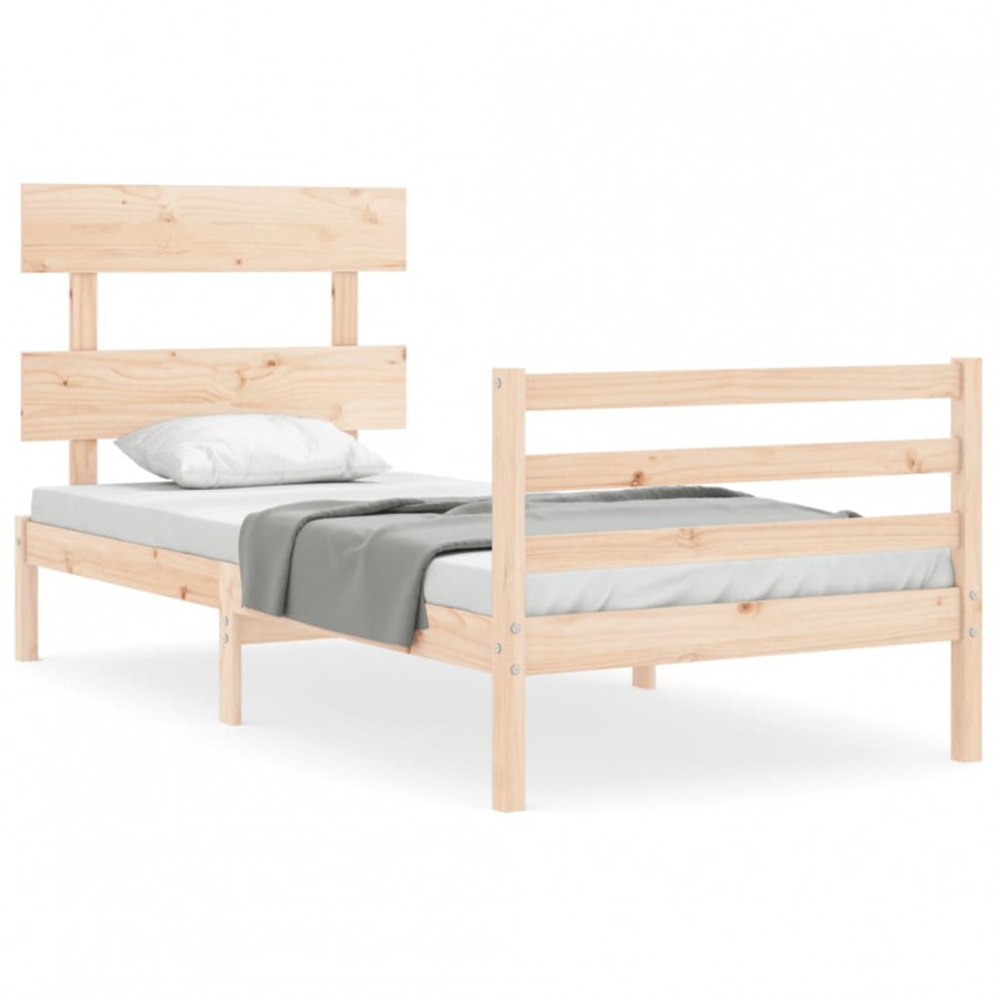 Lit avec tête de lit petit simple bois massif