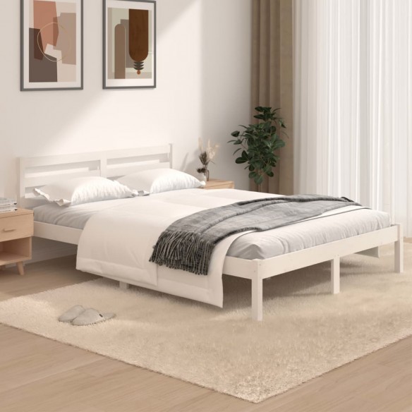 Lit Bois de pin massif 120x190 cm Blanc petit double