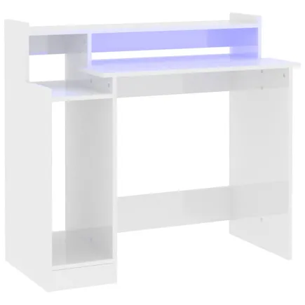 Bureau lumières LED Blanc brillant 97x45x90cm  2