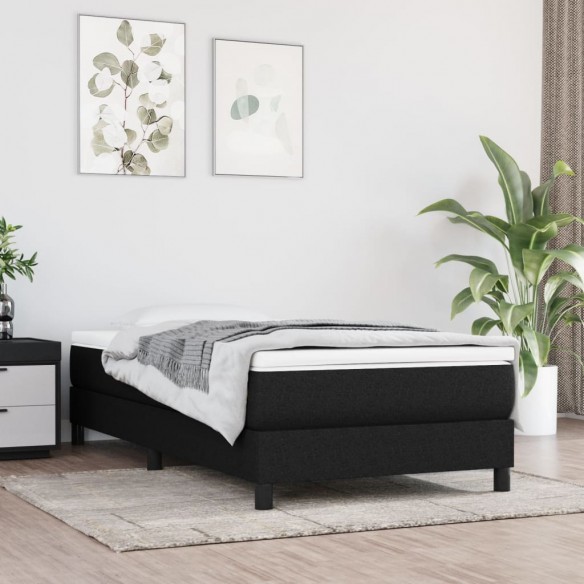 Lit avec matelas Noir 90x190 cm Tissu