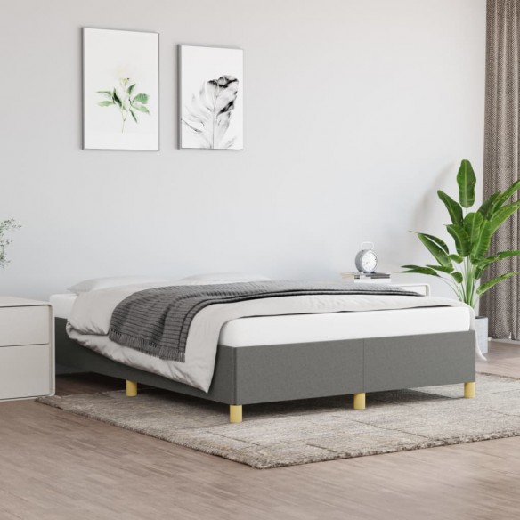 Lit Gris foncé 140 x 200 cm Tissu