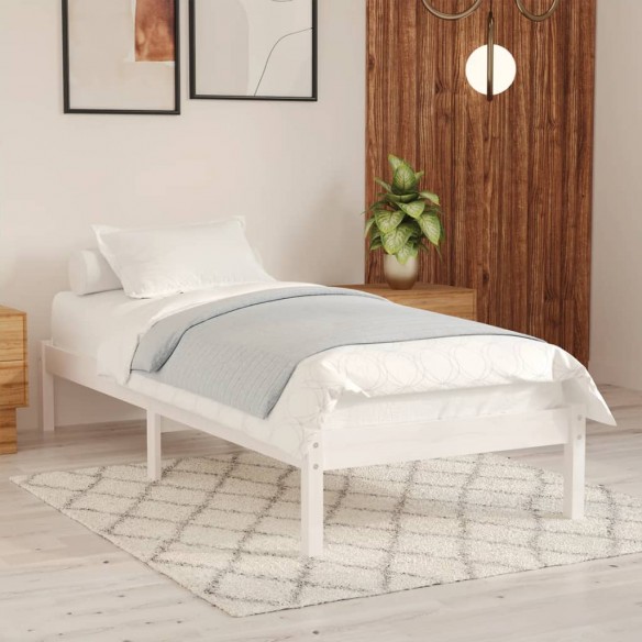 Lit Blanc Bois de pin massif 100x200 cm