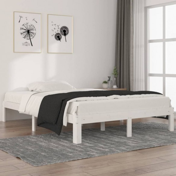 Lit Blanc Bois de pin massif 140x200 cm